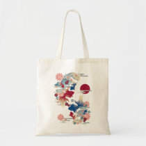 japanese, oriental, asia, beautiful, cute, cool, culture, traditional, fish, flower, blossom, sakura, kingyo, goldfish, spring, new, year, pink, blue, china, chinese, Bag with custom graphic design
