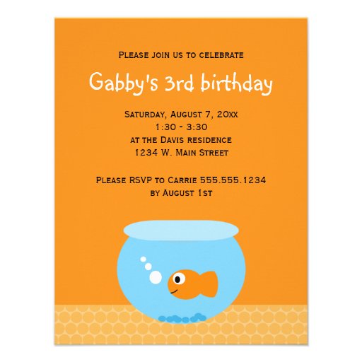 Goldfish Kids Birthday Invitations