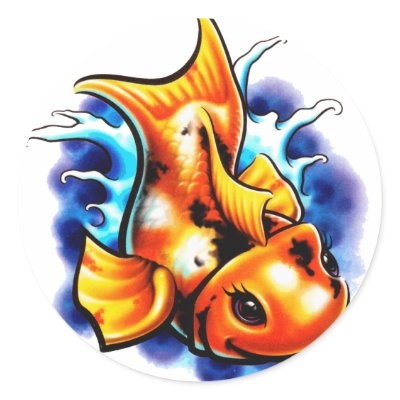 Goldfish Round Sticker by miserablemisty