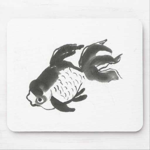 Goldfish Sumie [ink painting] Mouse Pad Zazzle