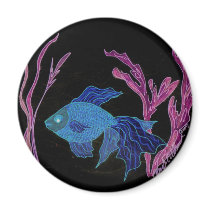 Goldfish Turned Betta Fridge Magnets