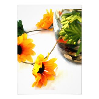Goldfish wedding centerpiece sunflower photograph invites