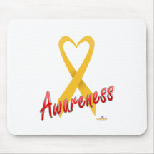 GoldHeartRibbonAwareness Mouse Mat