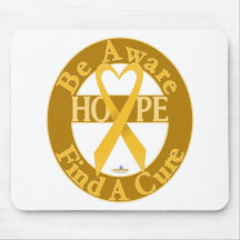 GoldHeartRibbonBeAwareFindCureDark Mouse Pad