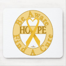 GoldHeartRibbonBeAwareFindCureLight Mouse Mats