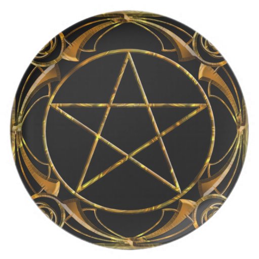 Goldtone Pentacle Dinner Plate
