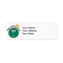 golf 19th hole drink time humor custom return address label