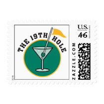 golf 19th hole drink time humor stamp