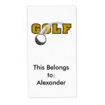 golf and goflball text logo design personalized shipping labels