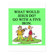 golf and jesus joke postcard