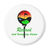 Golf and retirement fridge magnets