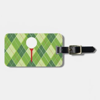 Golf Argyle pattern tee & golf ball luggage tag