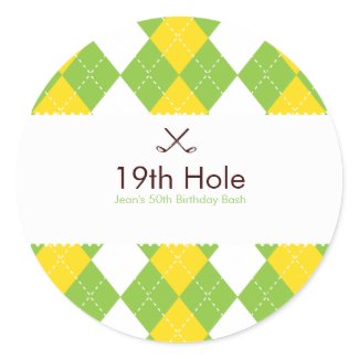 Golf Argyle Preppy Gift Label Sticker