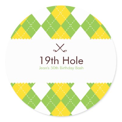 Golf Argyle Preppy Gift Label Sticker