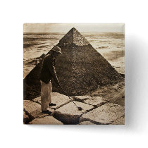 Golf at the Pyramid Sepia Toned Button