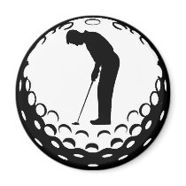 GOLF BALL AND GOLFER REFRIGERATOR MAGNET