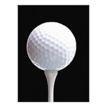 Golf Ball and Tee on Black- Customized Custom Invites