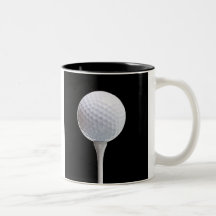 Golf Ball and Tee on Black- Customized Mugs