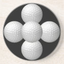 Golf Ball Coaster on Black Background coaster