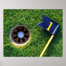 golf ball in hole posters