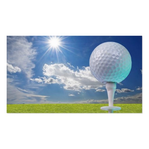 golf ball on a tee with grass business card templates (front side)