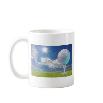 golf ball on a tee with grass coffee mug
