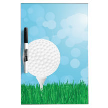 golf ball on grass dry erase white board