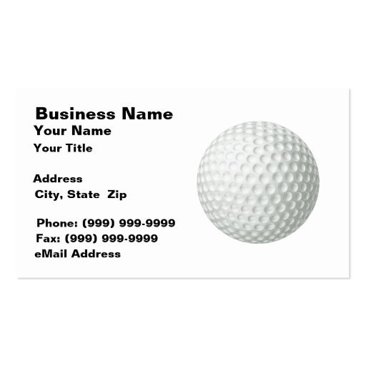 Golf Ball (on White BG) Business Card (front side)