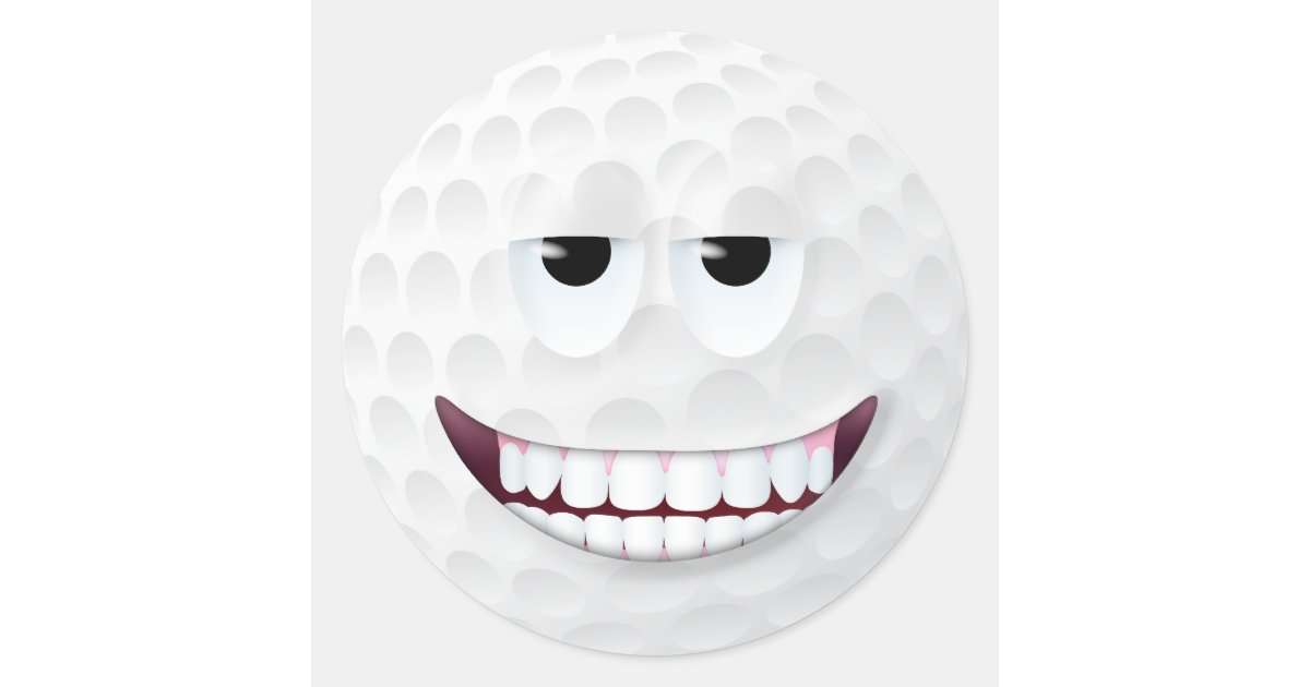 Golf Ball Smiley Face 2 Classic Round Sticker Zazzle