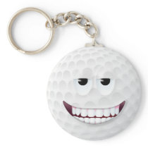 Golf Ball Smiley Face 2 Key Chain