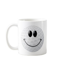 Golf Ball Smiley Face Coffee Mugs