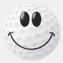 Golf Ball Smiley Face Round Stickers