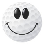 Golf Ball Smiley Face Round Stickers