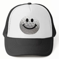Golf ball smiley hat