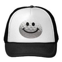 Golf ball smiley hat