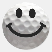 Golf ball smiley round sticker