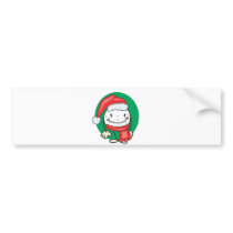 Golf ball smiley wearing santa christmas hat bumper stickers
