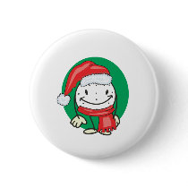Golf ball smiley wearing santa christmas hat buttons
