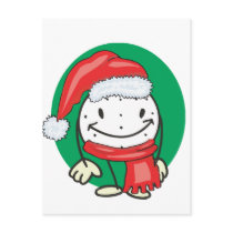 Golf ball smiley wearing santa christmas hat postcards