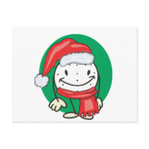 Golf ball smiley wearing santa christmas hat postcards