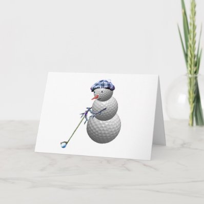 Golf Ball Snowman Christmas Greeting Card