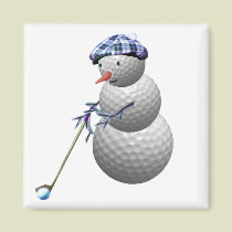 Golf Ball Snowman Christmas magnets