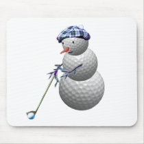 Golf Ball Snowman Christmas mousepads