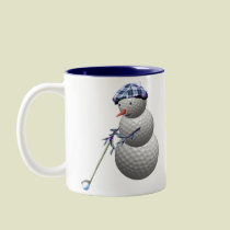 Golf Ball Snowman Christmas mugs