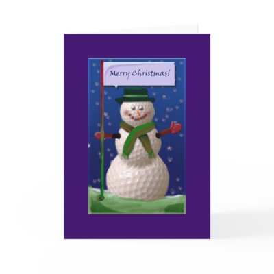 Golf Ball Snowman for the Golf Nut Greeting Cards by aslentz
