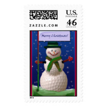 Golf Ball Snowman postage