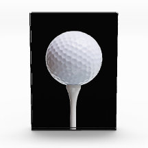 Golf Ball & Tee on Black - Customized Template Award