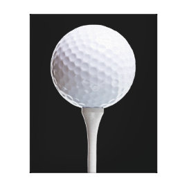 Golf Ball & Tee on Black - Customized Template Gallery Wrap Canvas