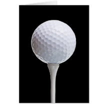 Golf Ball & Tee on Black - Customized Template Cards