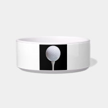 Golf Ball & Tee on Black - Customized Template Cat Water Bowl